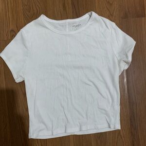 Juniors Plain White Baby Tee Size Large